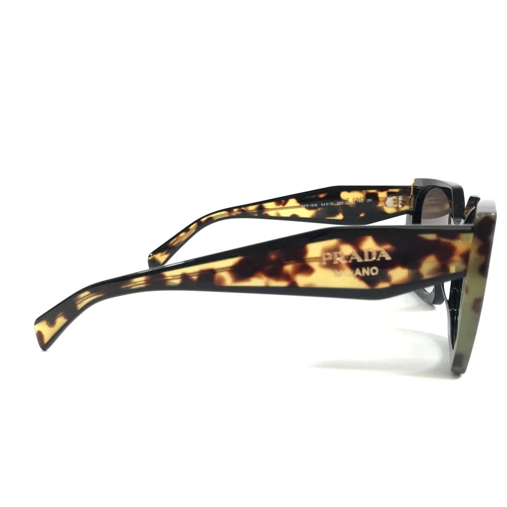 Prada Sunglasses SPR15W 389-0A7 Black Tortoise Frames with Gradient Gray Lenses